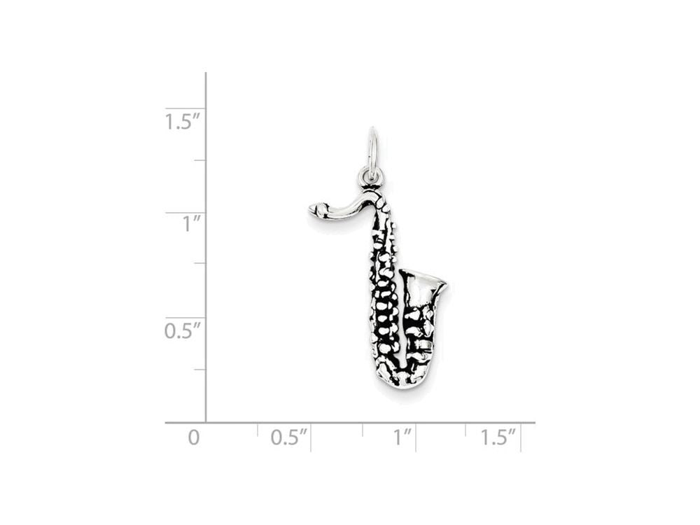 FJC Finejewelers Sterling Silver Antiqued Saxophone Charm