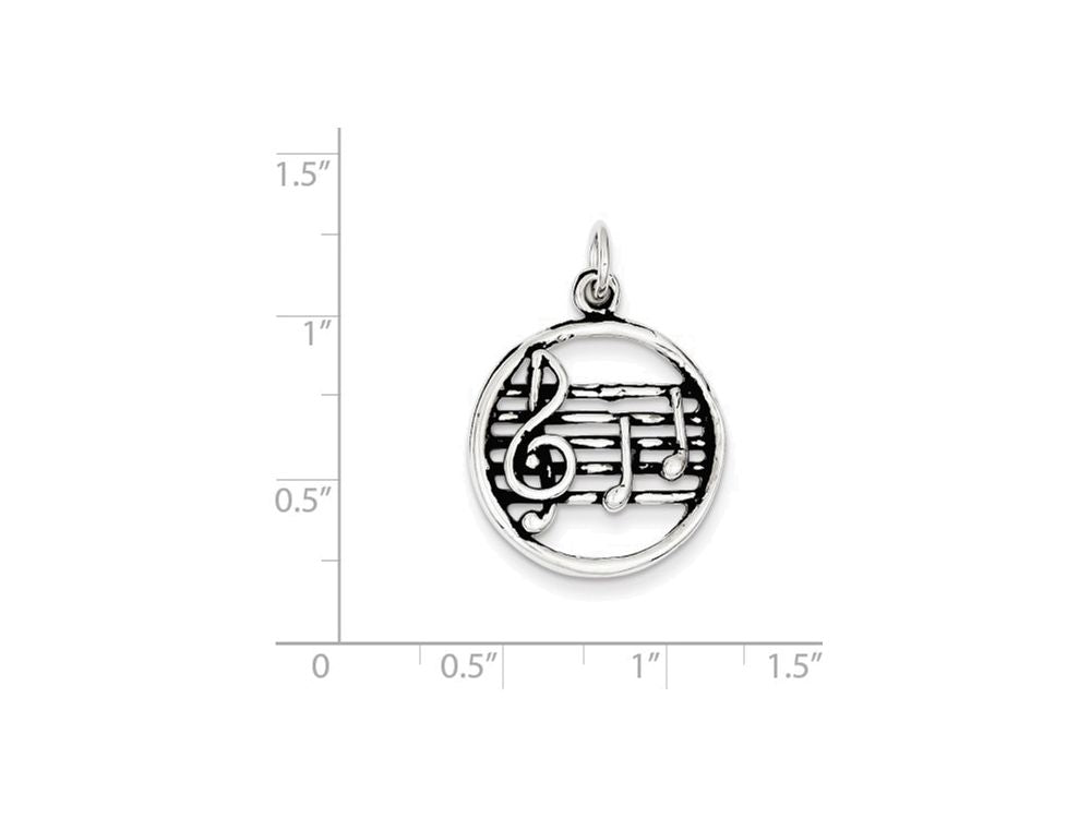FJC Finejewelers Sterling Silver Antiqued Music Staff Charm