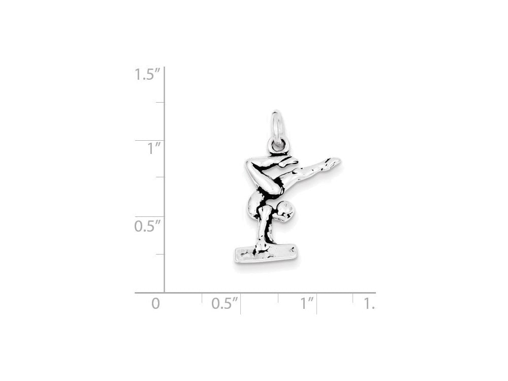 FJC Finejewelers Sterling Silver Antiqued Gymnasts Charm