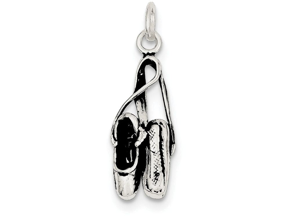 FJC Finejewelers Sterling Silver Antiqued Ballet Shoes Charm