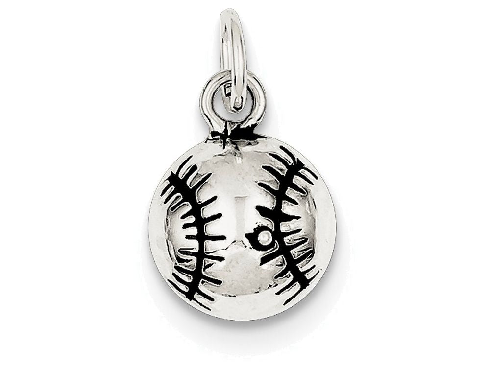 FJC Finejewelers Sterling Silver Antiqued Baseball Charm