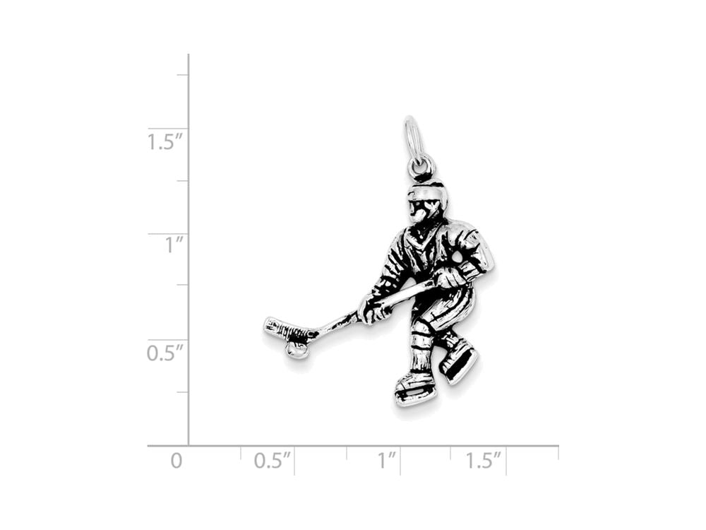 FJC Finejewelers Sterling Silver Antiqued Hockey Player Charm