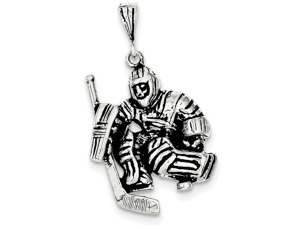 FJC Finejewelers Sterling Silver Antiqued Hockey Player Charm