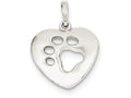 FJC Finejewelers Sterling Silver Polished Heart With Paw Print Pendant Necklace - Chain Included