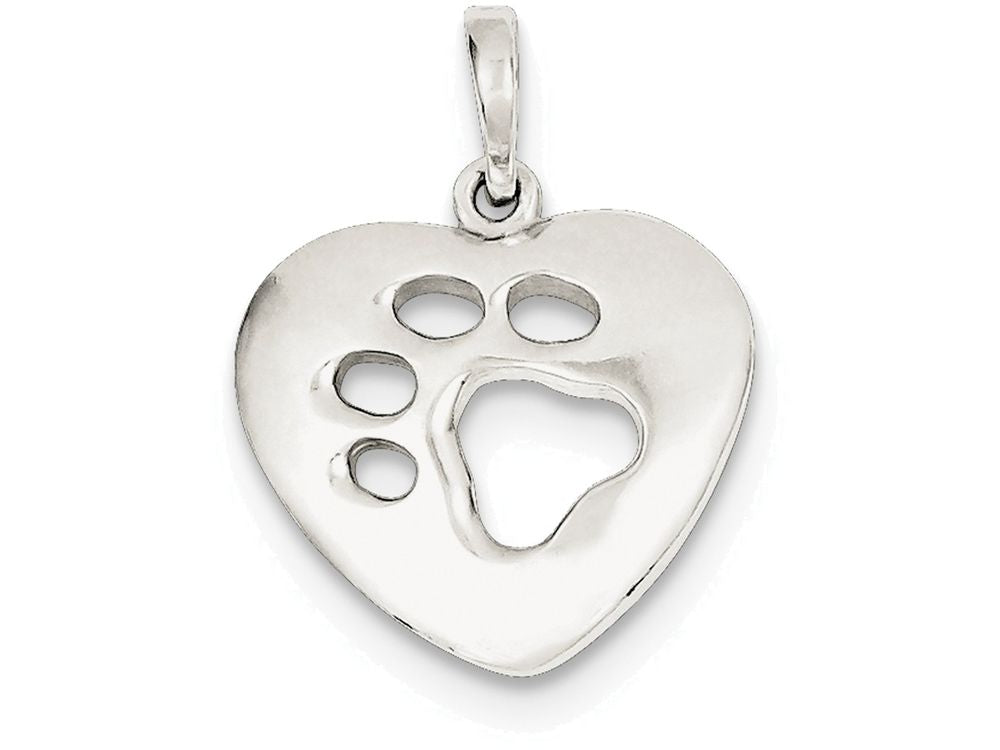 FJC Finejewelers Sterling Silver Polished Heart With Paw Print Pendant Necklace - Chain Included
