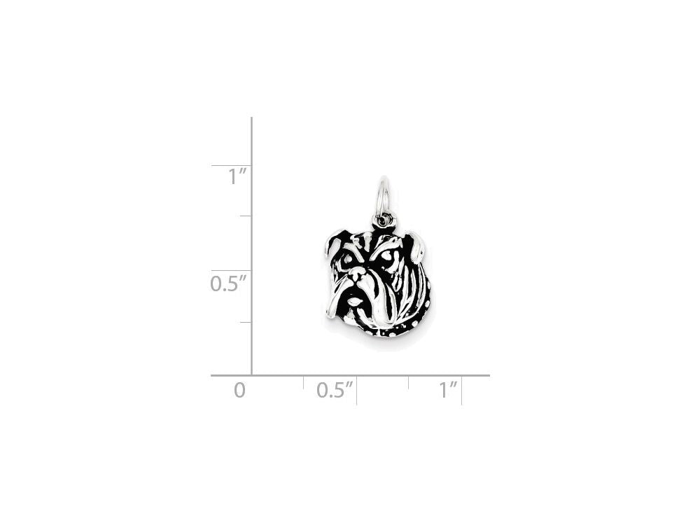 FJC Finejewelers Sterling Silver Antiqued Bull Dog Charm