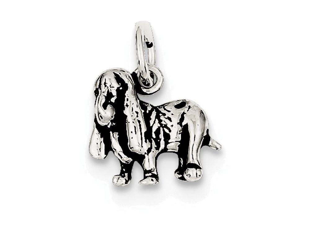 FJC Finejewelers Sterling Silver Antiqued Basset Hound Charm