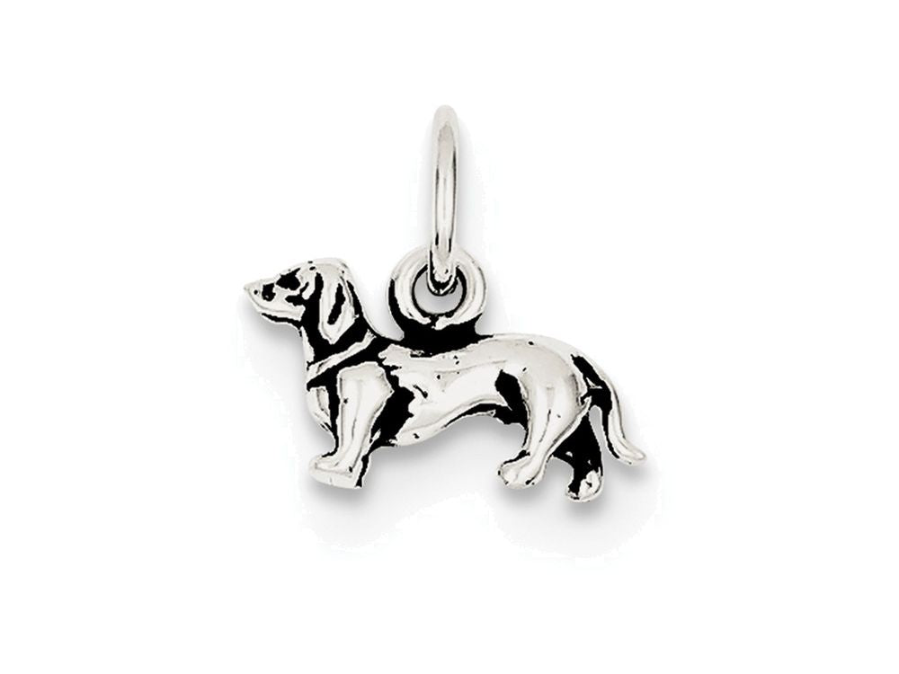 FJC Finejewelers Sterling Silver Antiqued Dog Charm