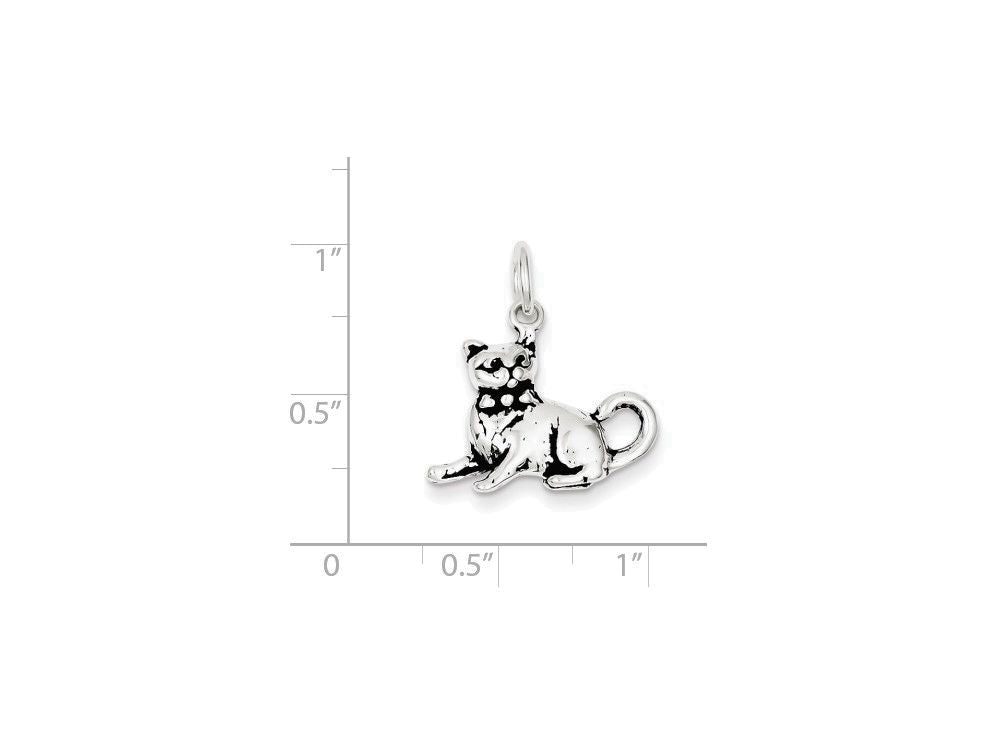 FJC Finejewelers Sterling Silver Antiqued Cat Charm