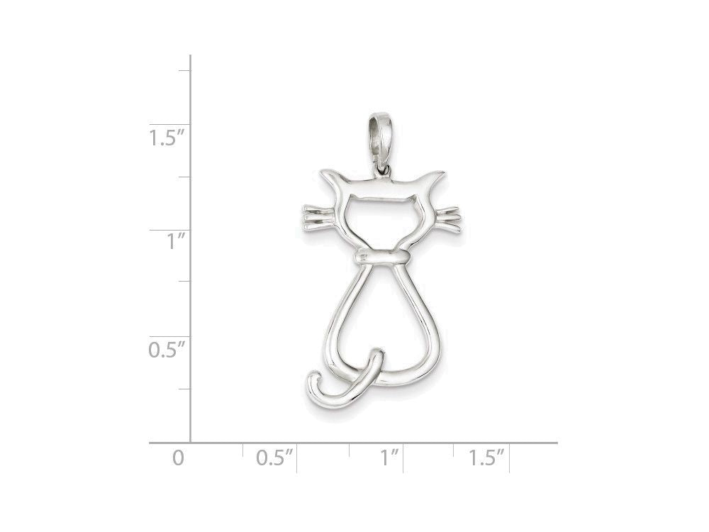 FJC Finejewelers Sterling Silver Polished Cat Pendant Necklace - Chain Included