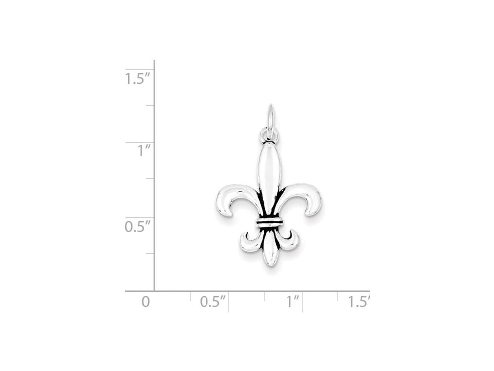 FJC Finejewelers Sterling Silver Antiqued Fleur De Lis Charm
