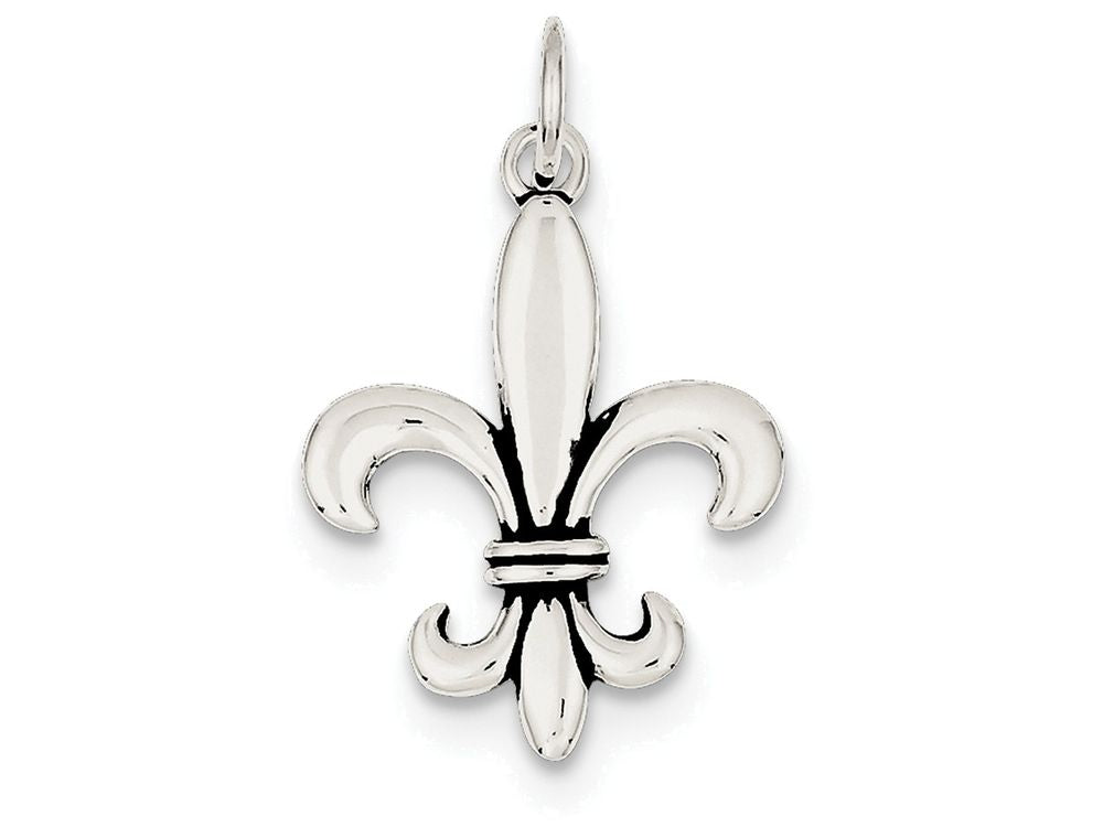 FJC Finejewelers Sterling Silver Antiqued Fleur De Lis Charm
