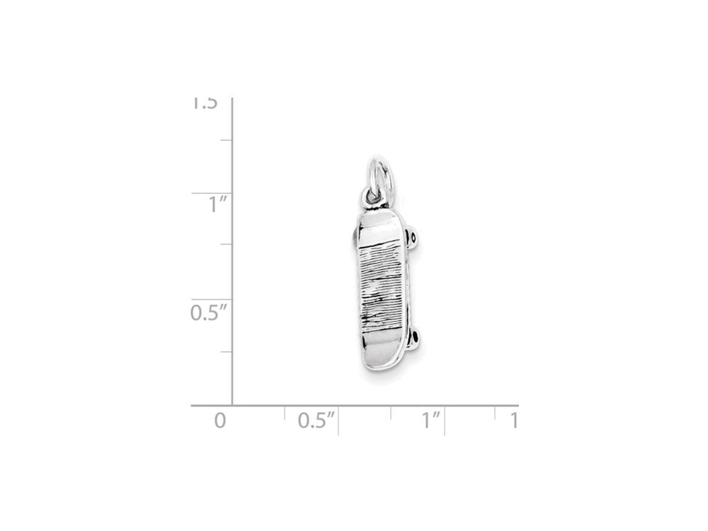 FJC Finejewelers Sterling Silver Antiqued Skateboard Charm