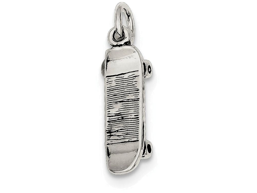FJC Finejewelers Sterling Silver Antiqued Skateboard Charm