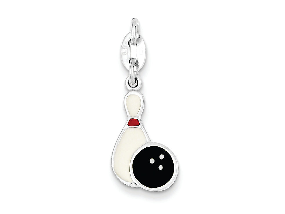 FJC Finejewelers Sterling Silver Polished Enamel Bowling Charm
