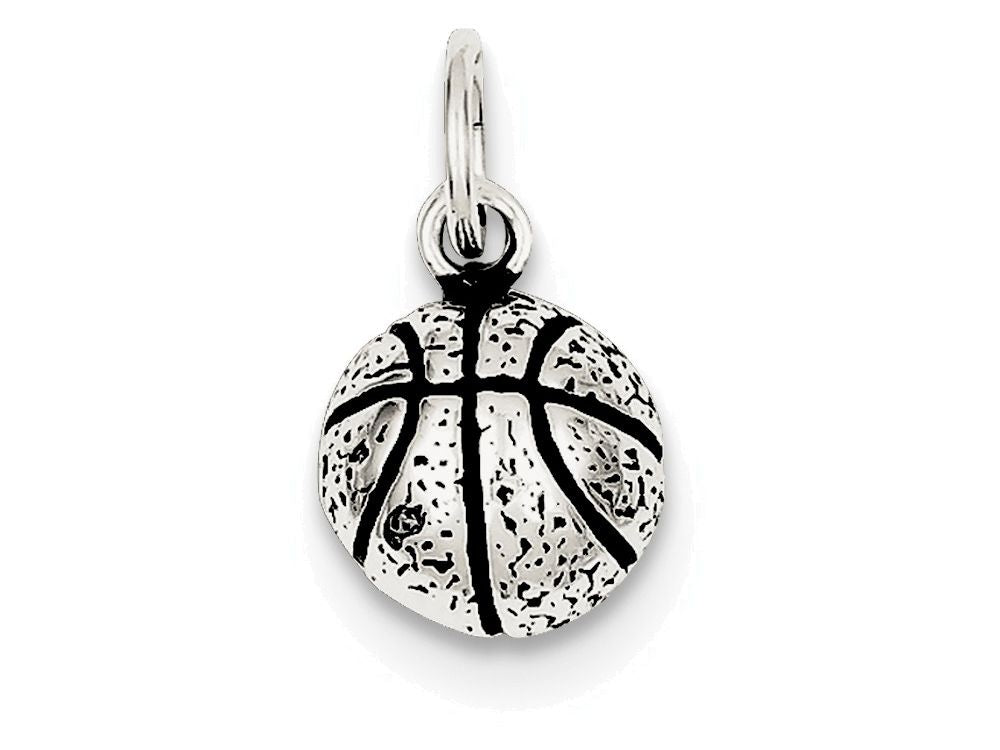 FJC Finejewelers Sterling Silver Antiqued Basketball Charm