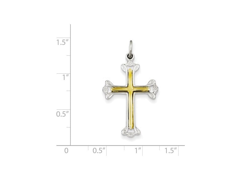 FJC Finejewelers Sterling Silver Polished Budded Cross Pendant Necklace - Chain Included
