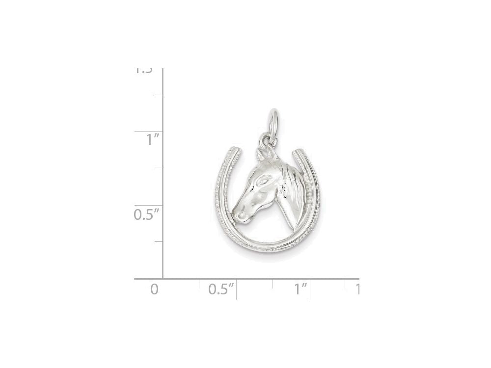 FJC Finejewelers Sterling Silver Horseshoe W/ Horse Head Pendant Necklace - Chain Included