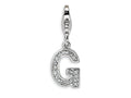 Amore LaVita Sterling Silver CZ Initial Letter G w/Lobster Clasp Bracelet Charm