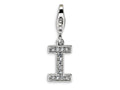 Amore LaVita Sterling Silver CZ Initial Letter I w/Lobster Clasp Bracelet Charm