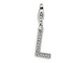 Amore LaVita Sterling Silver CZ Initial Letter L w/Lobster Clasp Bracelet Charm