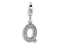 Amore LaVita Sterling Silver CZ Initial Letter Q w/Lobster Clasp Bracelet Charm