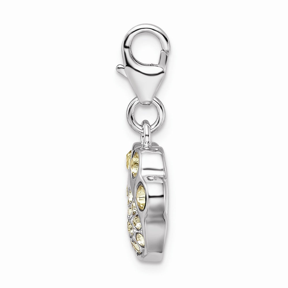 Sterling Silver Rhodium Enameled Paw Print With Lobster Clasp Charm
