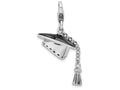Amore LaVita Sterling Silver 3-D Graduation Cap with Lobster Clasp Charm (Moveable tassel) for Charm Bracelet