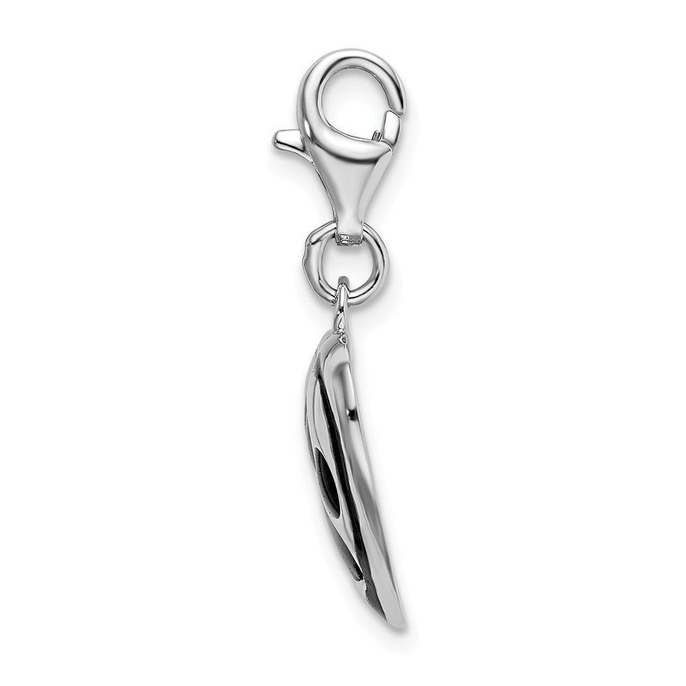 Sterling Silver Rhodium-plated Polished And Enameled Heart With Dog Paw Print Charm