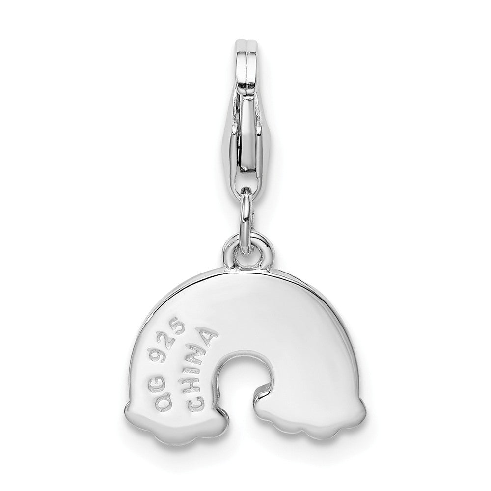 Sterling Silver Rhodium-plated Enameled Rainbow With Lobster Clasp Charm