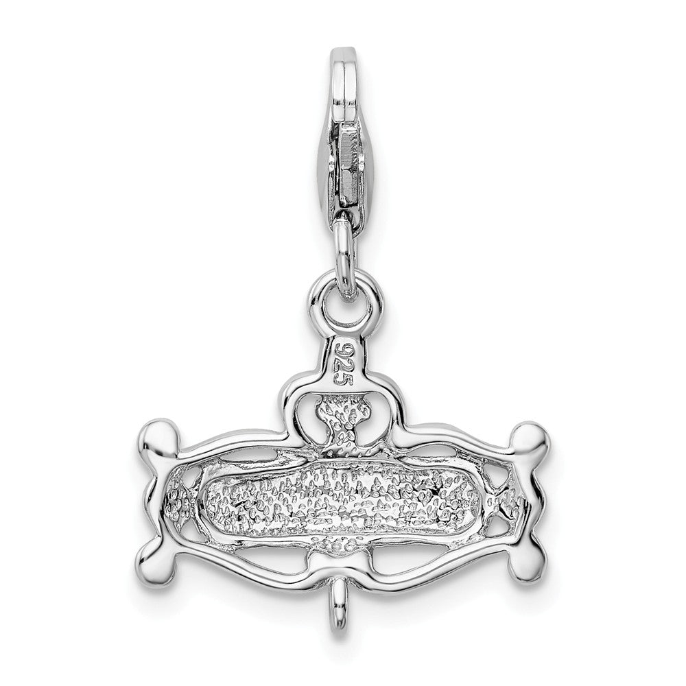 Sterling Silver Rhodium-plated Polished Pink Cz Princesterling Silver With Lobster Clasp Charm
