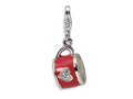 Amore LaVita Sterling Silver 3-D Enameled and CZ Cup w/Lobster Clasp Bracelet Charm