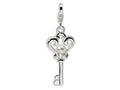 Amore LaVita Sterling Silver Freshwater Cultured Pearl Key w/Lobster Clasp Bracelet Charm