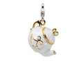 Amore LaVita Sterling Silver 3-D Enameled Tea Pot w/Lobster Clasp Bracelet Charm