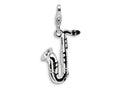 Amore LaVita Sterling Silver 3-D Enameled Saxophone w/Lobster Clasp Bracelet Charm