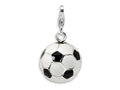 Amore LaVita Sterling Silver Enamel Soccer Ball w/Lobster Clasp Bracelet Charm