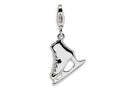 Amore LaVita Sterling Silver 3D Ice Skate with w/Lobster Clasp Bracelet Charm