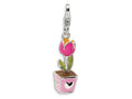 Amore LaVita Sterling Silver 3-D Enameled Tulip w/Lobster Clasp Bracelet Charm