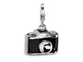 Amore LaVita Sterling Silver 3-D Enameled Crystal Camera w/Lobster Clasp Bracelet Charm