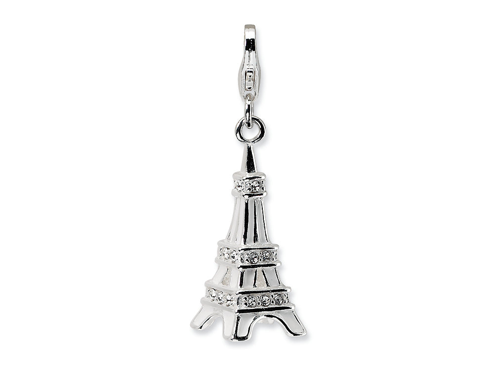 FJC Finejewelers Sterling Silver 3-D Enameled Crystal Eiffel Tower w/Lobster Clasp for Charm Bracelet