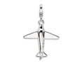Amore LaVita Sterling Silver 3-D Crystal Airplane w/Lobster Clasp Bracelet Charm