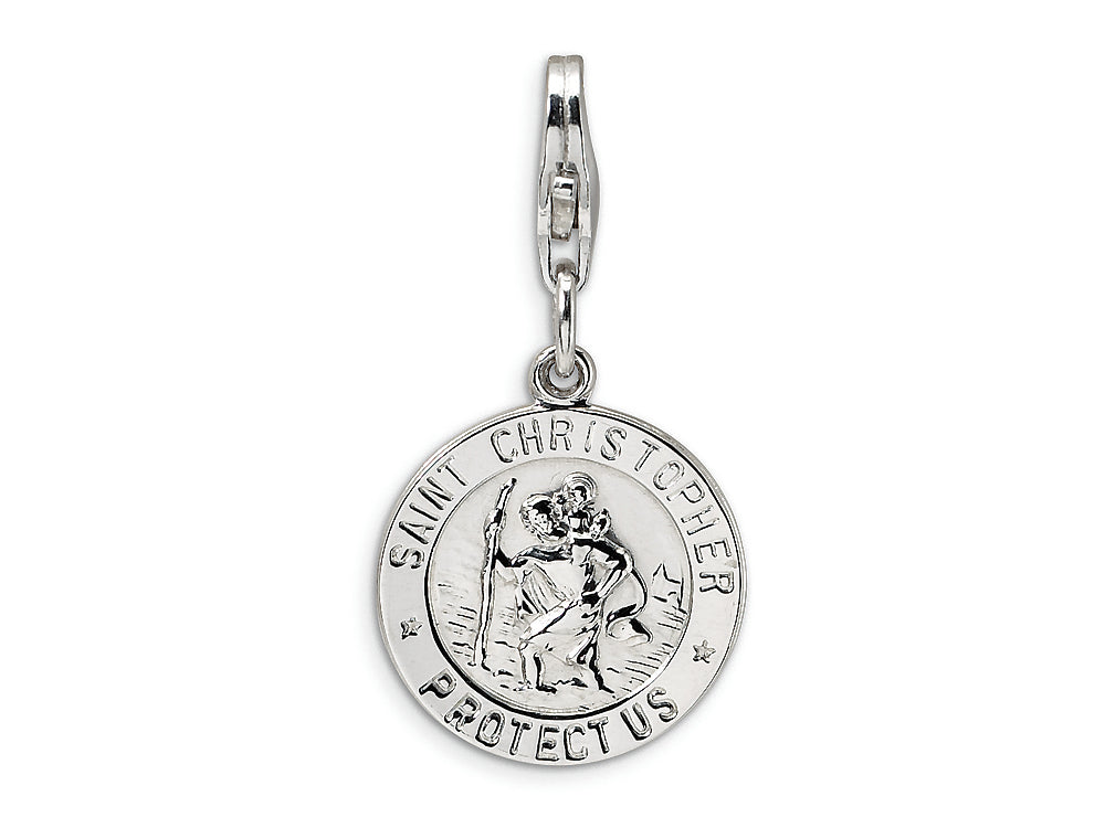Amore LaVita Sterling Silver St. Christopher Medal w/Lobster Clasp Bracelet Charm