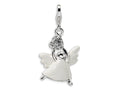 Amore LaVita Sterling Silver 3-D Enameled Crystal Angel w/Lobster Clasp Bracelet Charm