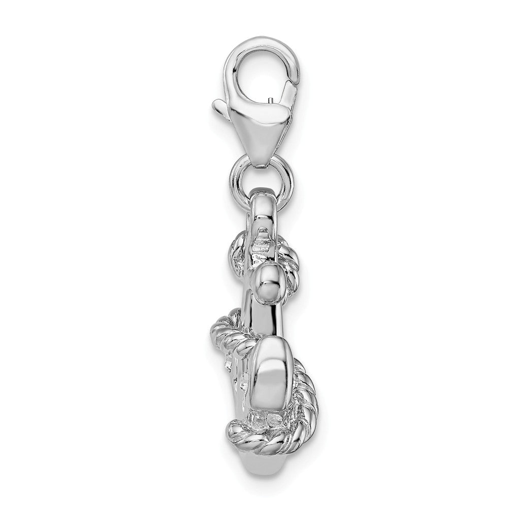 Sterling Silver Rhodium-plated 3-d Enameled Anchor With Lobster Clasp Charm