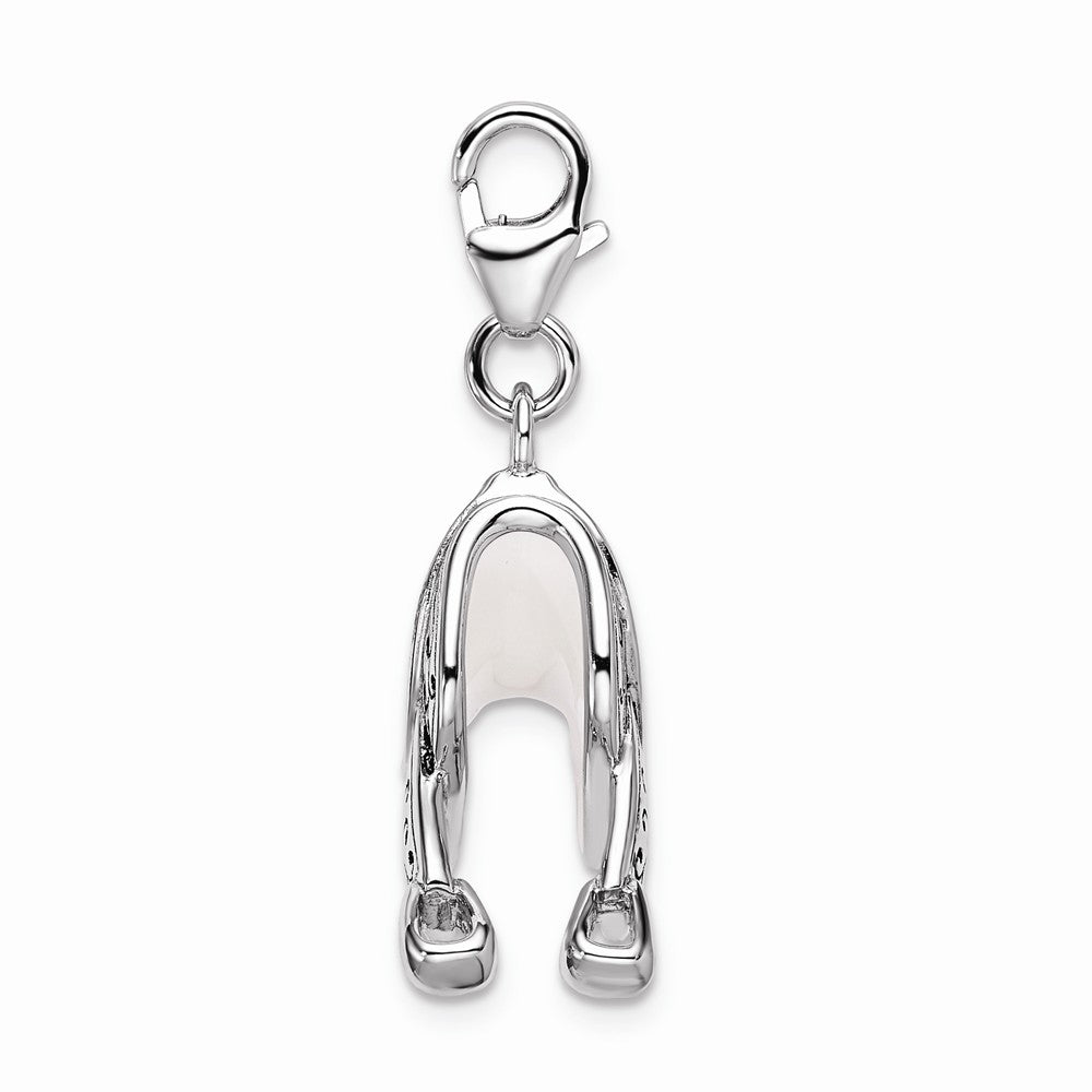 Sterling Silver Rhodium-plated 3-d Enameled Saddle With Lobster Clasp Charm