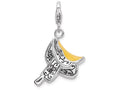 Sterling Silver Rhodium-plated 3-d Enameled Saddle With Lobster Clasp Charm