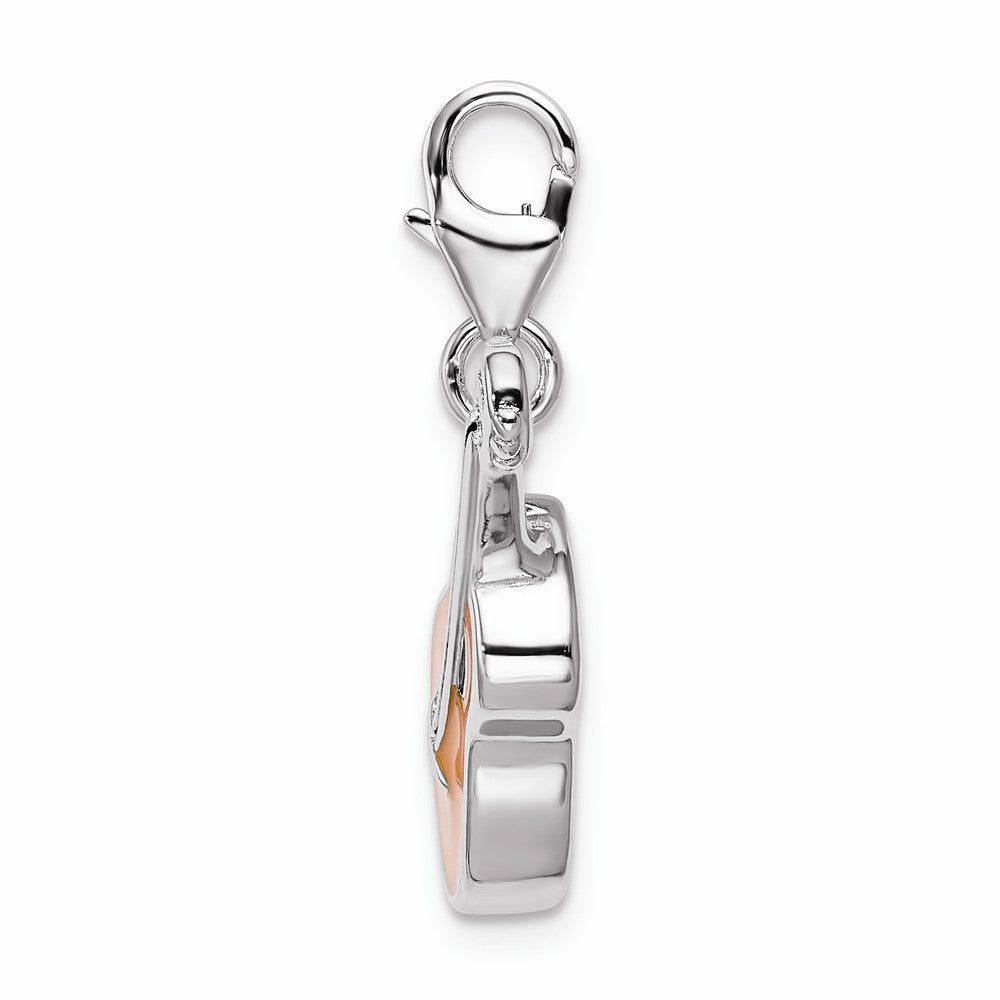 Sterling Silver Rhodium-plated 3-d Enameled Guitar With Lobster Clasp Charm