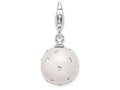 Sterling Silver Rhodium-plated Click-on White Ferido and Stellux Crystal Ball Charm