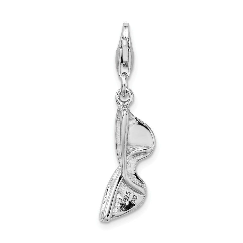Sterling Silver Rhodium-plated Click-on Enamel Sunglasterling Silver Charm