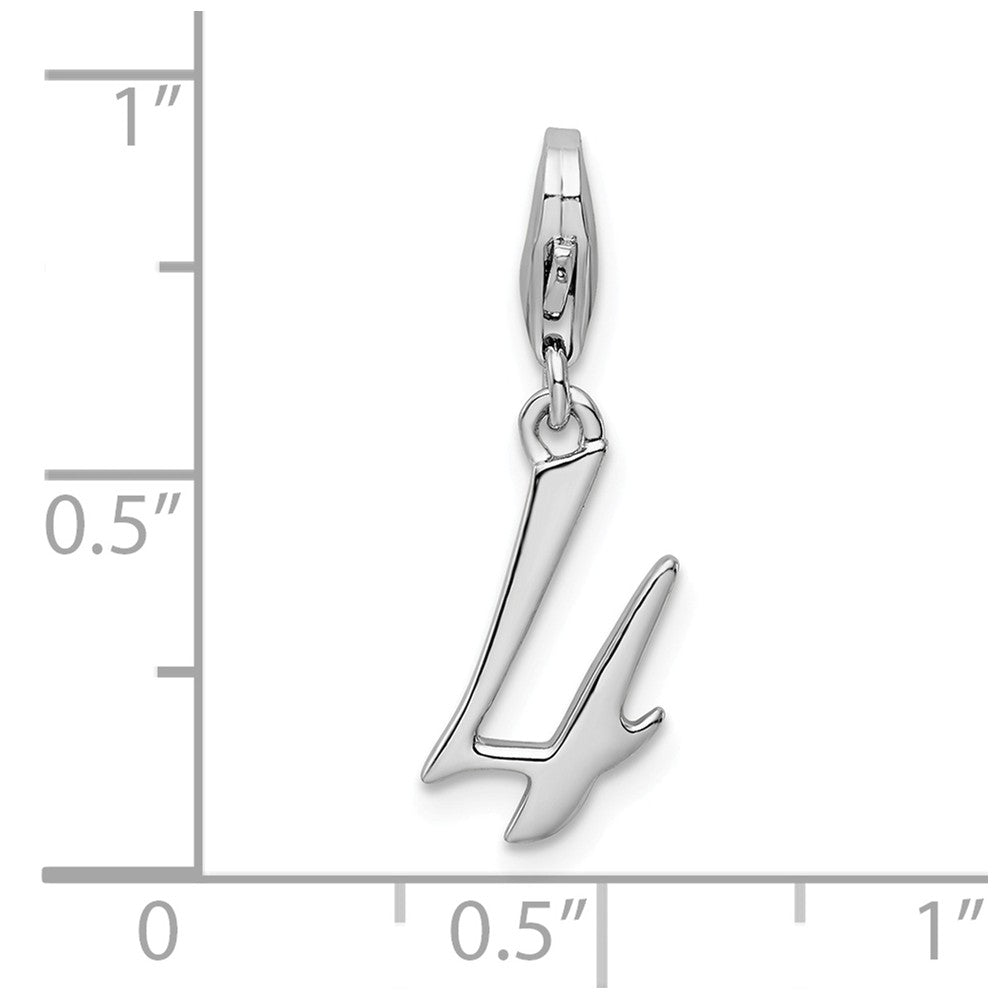 Sterling Silver Rhodium-plated Number 4 With Lobster Clasp Charm